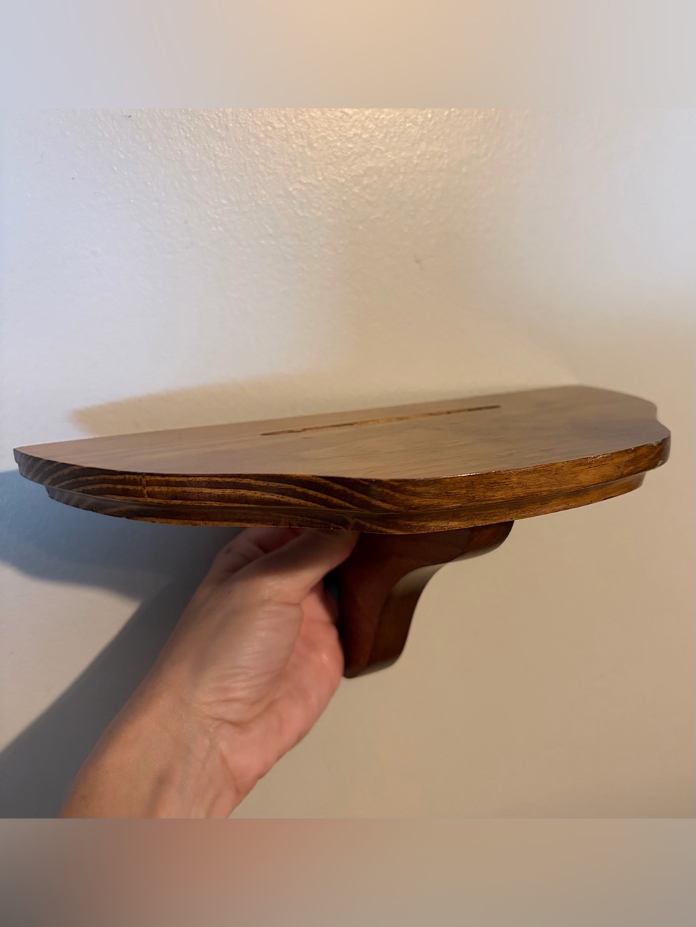 Vintage Wood Half Round Hanging Wall Shelf Farmhouse Cottage Core Grandma Core